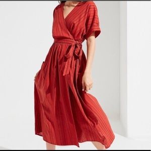 Urban Outfitters Gabrielle Linen Wrap Midi Dress UO